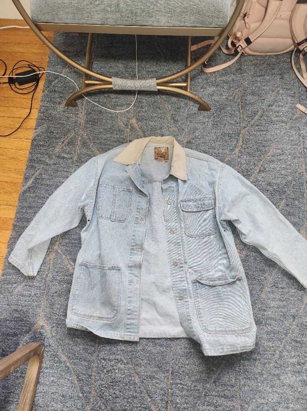 men's denim light wash chore coat medium